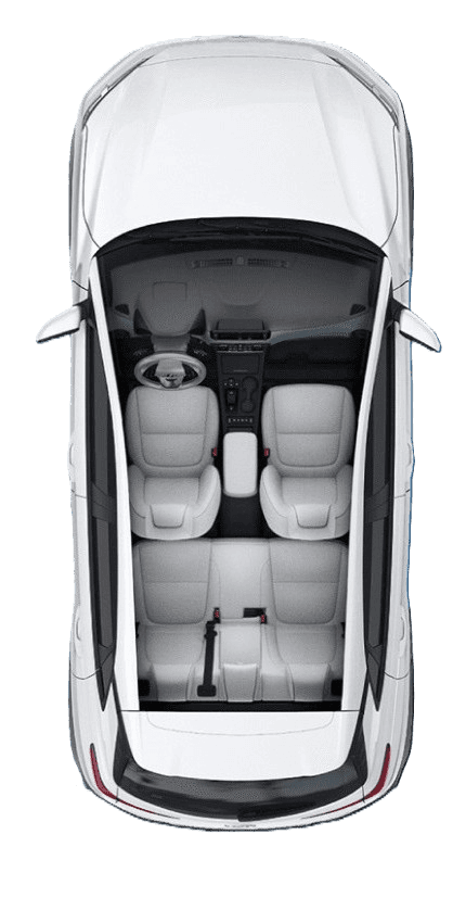 Top-down view of a vehicle